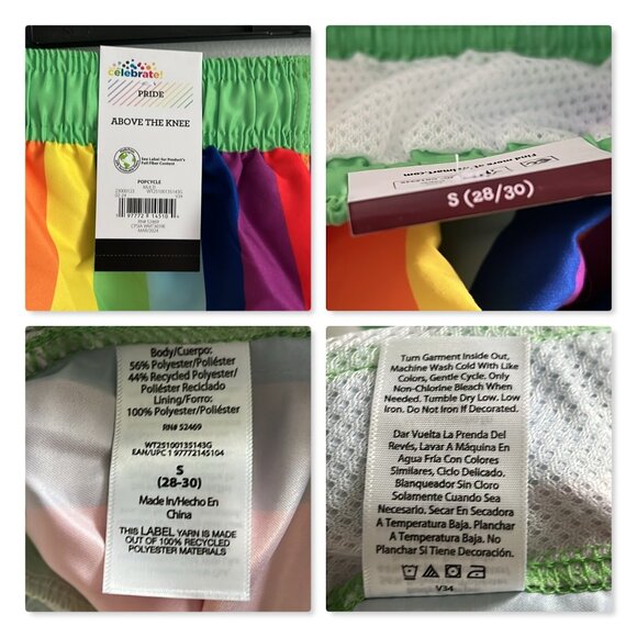 Way to Celebrate Men's Pride Graphic Print Swim Trunks Sz S (28-30) NWT - Picture 7 of 7